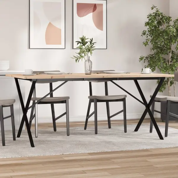 Gossi masa bucatarie, cadru x, 180x90x75,5 cm lemn masiv pin si fonta