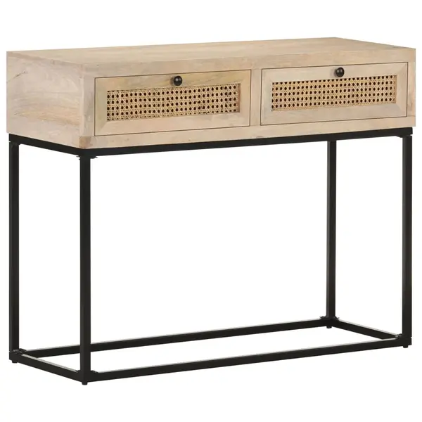 Gossi masa consola, 100x35x76 cm, lemn masiv mango/trestie naturala