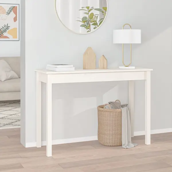 Gossi masa consola, alb, 110x40x75 cm, lemn masiv de pin