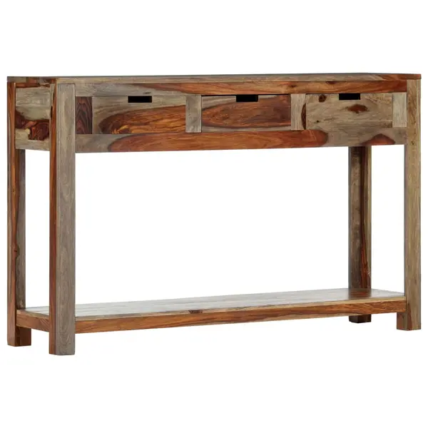 Gossi masa consola cu 3 sertare, 120x30x75 cm, lemn masiv de sheesham