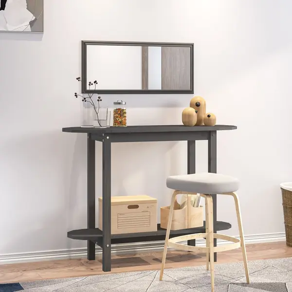 Gossi masa consola, gri, 110x40x80 cm, lemn masiv de pin