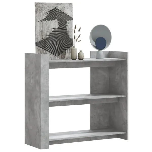 Gossi masa consola, gri beton, 100x35x90 cm, lemn prelucrat