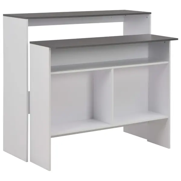Gossi masa de bar cu 2 blaturi, alb si gri, 130x40x120 cm