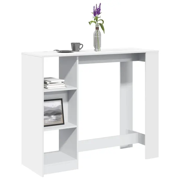 Gossi masa de bar cu raft, alb, 124x46x103,5 cm, lemn prelucrat