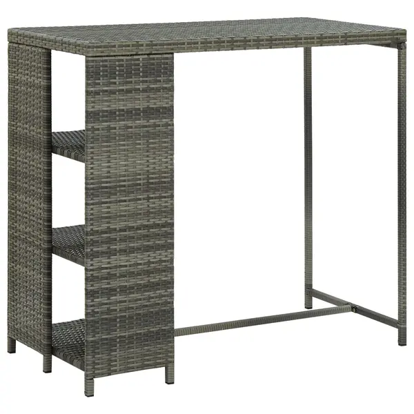 Gossi masa de bar cu raft de depozitare, gri 120x60x110 cm, poliratan