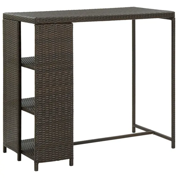 Gossi masa de bar cu raft depozitare, maro, 120x60x110 cm, poliratan