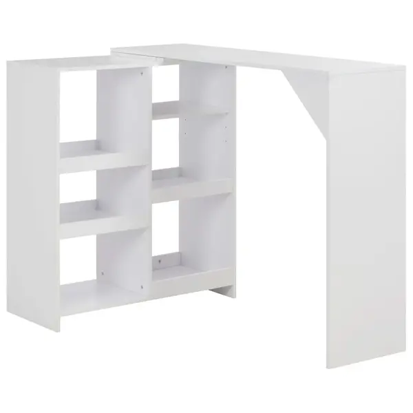 Gossi masa de bar cu raft mobil, alb, 138x39x110 cm