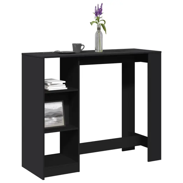 Gossi masa de bar cu raft, negru, 124x46x103,5 cm, lemn prelucrat
