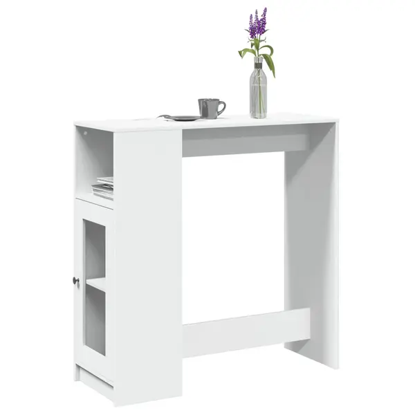 Gossi masa de bar cu rafturi, alb, 101x40x103,5 cm, lemn prelucrat
