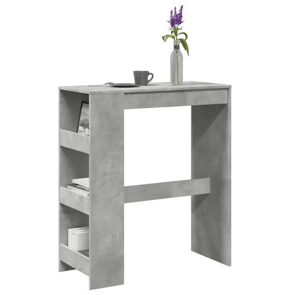 Gossi masa de bar cu rafturi gri beton 90x40x103,5 cm lemn prelucrat