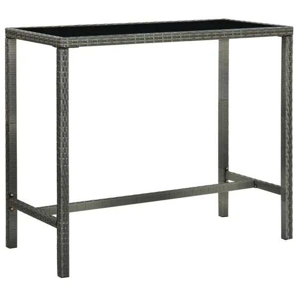 Gossi masa de bar de gradina, gri, 130x60x110 cm, poliratan si sticla