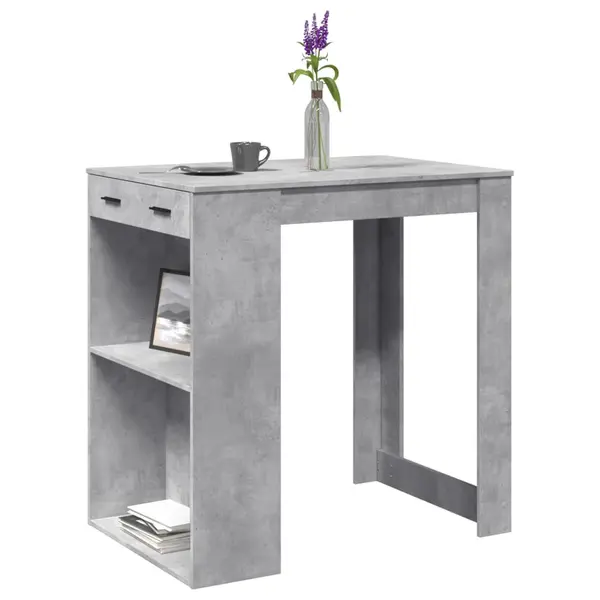 Gossi masa de bar, gri beton, 102x70x103,5 cm, lemn prelucrat