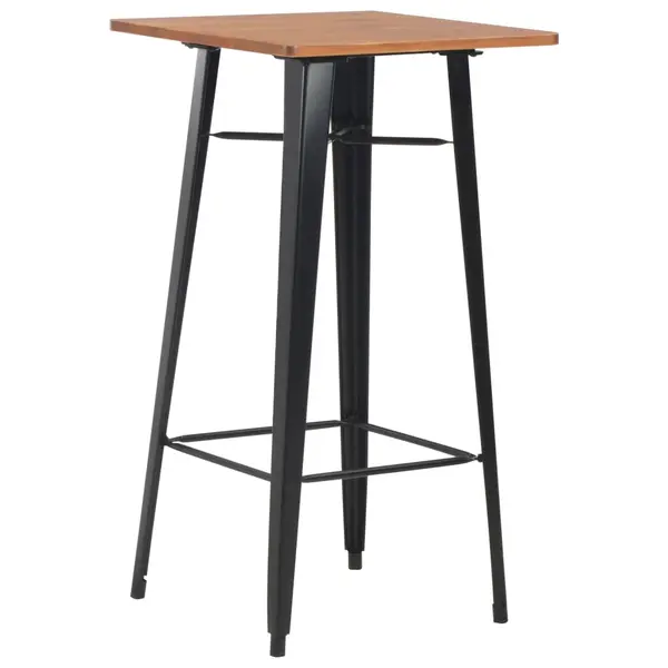 Gossi masa de bar, negru, 60x60x108 cm, otel si lemn masiv de pin