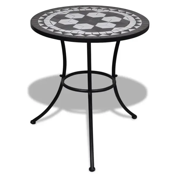 Gossi masa de bistro, alb si negru, 60 cm, mozaic