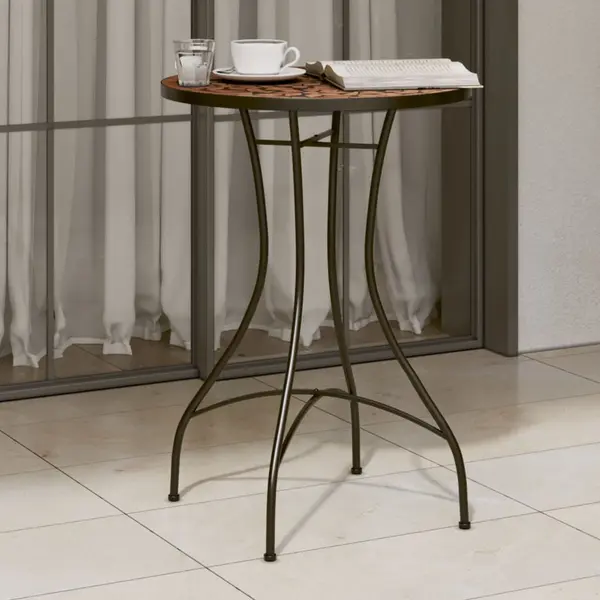 Gossi masa de bistro, caramiziu, Ø50x70 cm, ceramica, model mozaic
