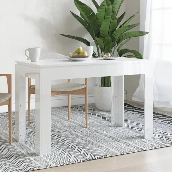 Gossi masa de bucatarie alb extralucios, 120x60x76 cm, lemn prelucrat