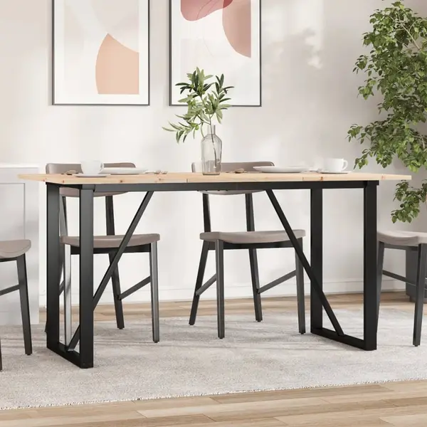 Gossi masa de bucatarie, cadru o, 140x80x75cm lemn masiv pin si fonta