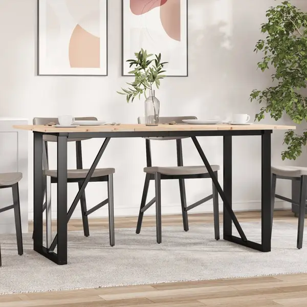Gossi masa de bucatarie, cadru o, 160x80x75cm lemn masiv pin si fonta