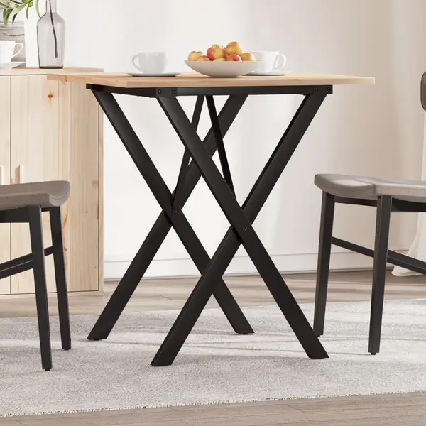 Gossi masa de bucatarie, cadru x, 70x70x75 cm lemn masiv pin si fonta