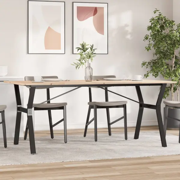 Gossi masa de bucatarie, cadru y, 180x90x75cm lemn masiv pin si fonta