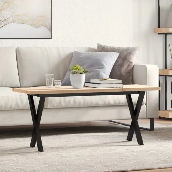 Gossi masa de cafea, cadru x, 110x40x45,5 cm, lemn masiv pin si fonta