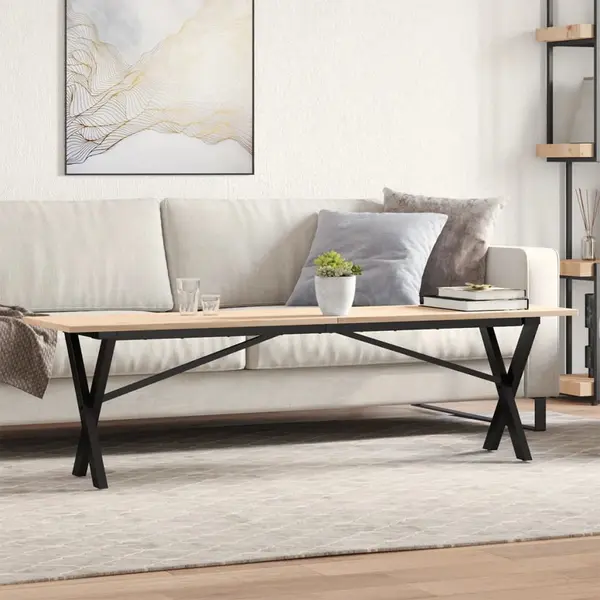 Gossi masa de cafea, cadru x, 160x40x45 cm, lemn masiv pin si fonta