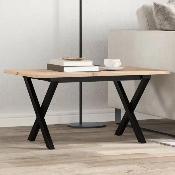 Gossi masa de cafea, cadru x, 80x50x40 cm, lemn masiv pin si fonta