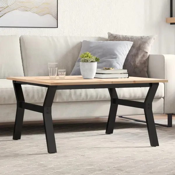 Gossi masa de cafea, cadru y, 90x90x45 cm, lemn masiv pin si fonta
