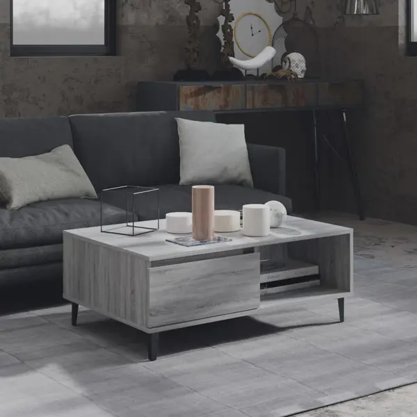 Gossi masa de cafea, gri sonoma, 90x60x35 cm, lemn compozit