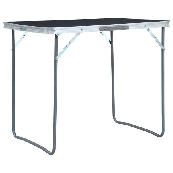 Gossi masa de camping pliabila cu cadru metalic, gri, 80 x 60 cm