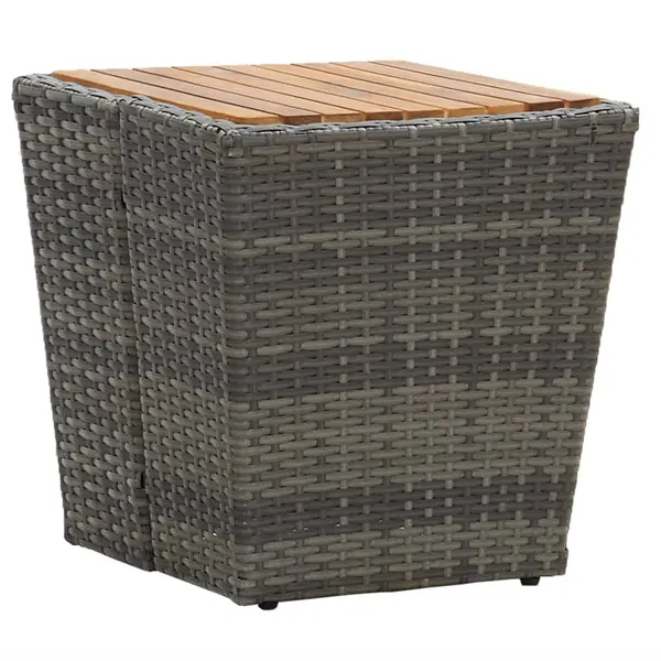 Gossi masa de ceai gri 41,5x41,5x43 cm poliratan lemn masiv acacia