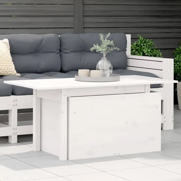 Gossi masa de gradina, alb, 100x50x75 cm, lemn masiv de pin