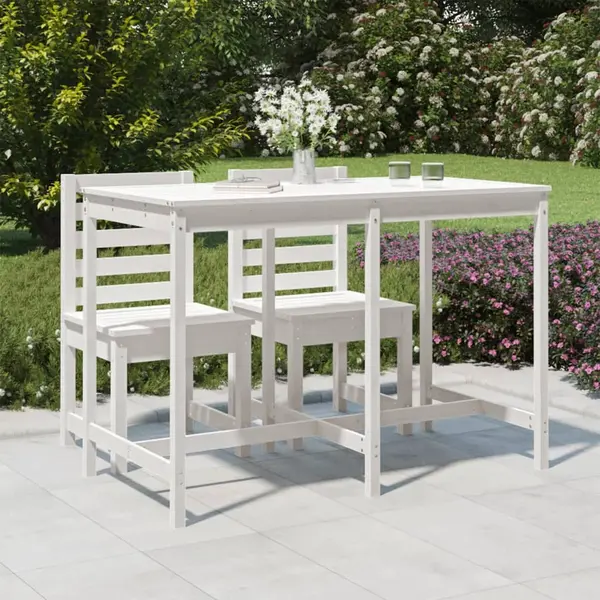 Gossi masa de gradina, alb, 159,5x82,5x110 cm, lemn masiv de pin