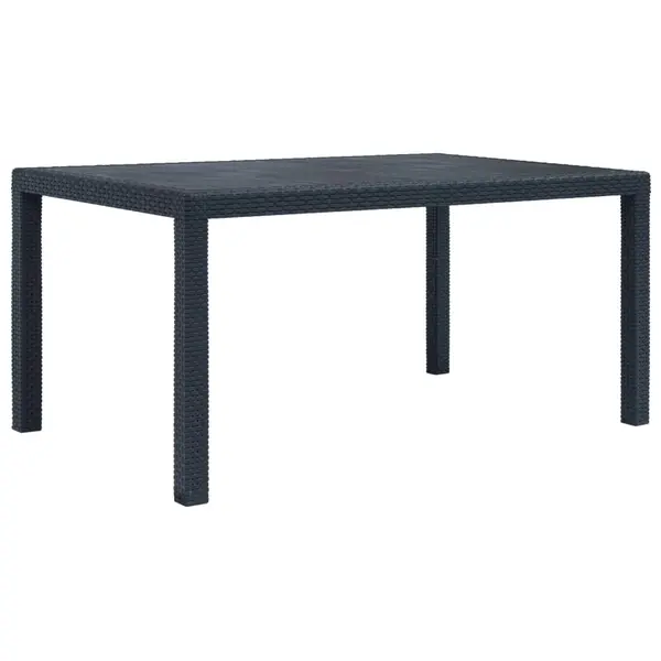 Gossi masa de gradina, antracit, 150x90x72 cm, plastic, aspect ratan