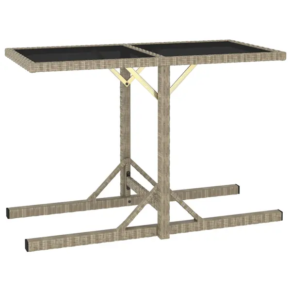 Gossi masa de gradina, bej, 110 x 53 x 72 cm, sticla si poliratan