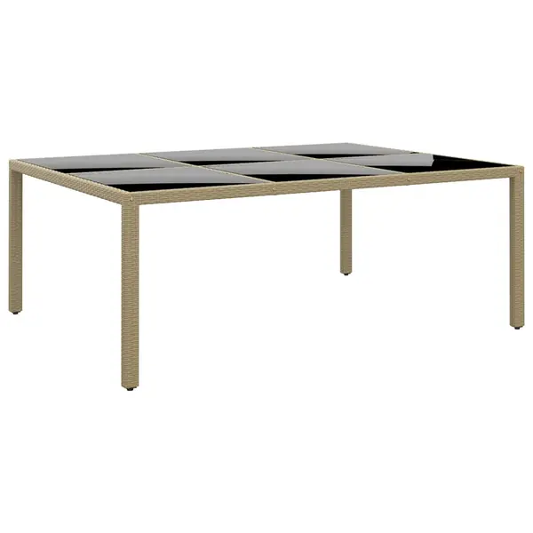 Gossi masa de gradina, bej, 200x150x75cm, sticla securizata/poliratan