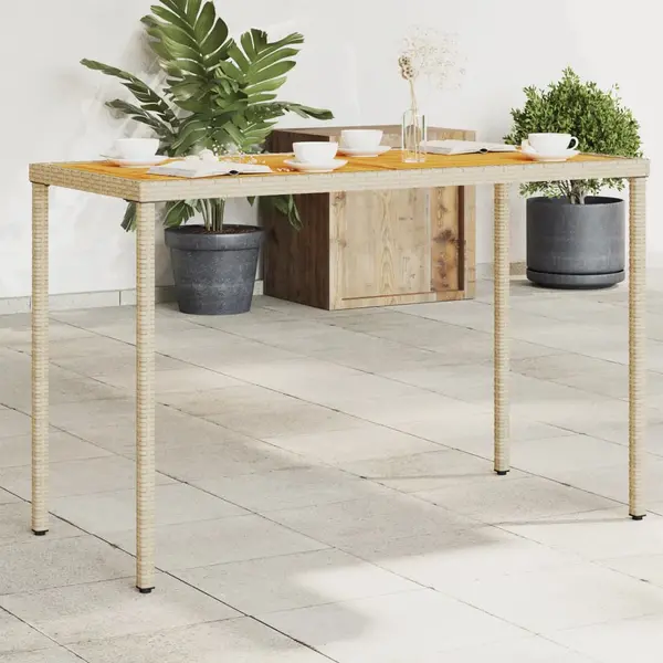 Gossi masa de gradina, blat din lemn acacia, 115x54x74 cm, poliratan