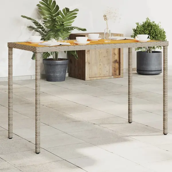 Gossi masa de gradina, blat lemn acacia, gri, 115x54x74 cm, poliratan