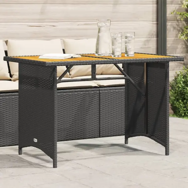 Gossi masa de gradina cu blat din lemn, negru 110x68x70 cm poliratan