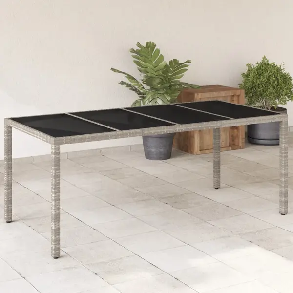 Gossi masa de gradina cu blat din sticla gri, 190x90x75 cm, poliratan