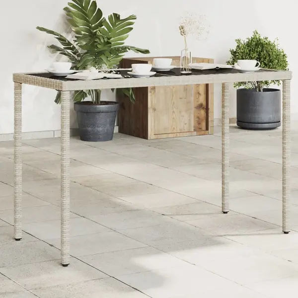 Gossi masa de gradina cu blat din sticla gri deschis, 115x54x74 cm