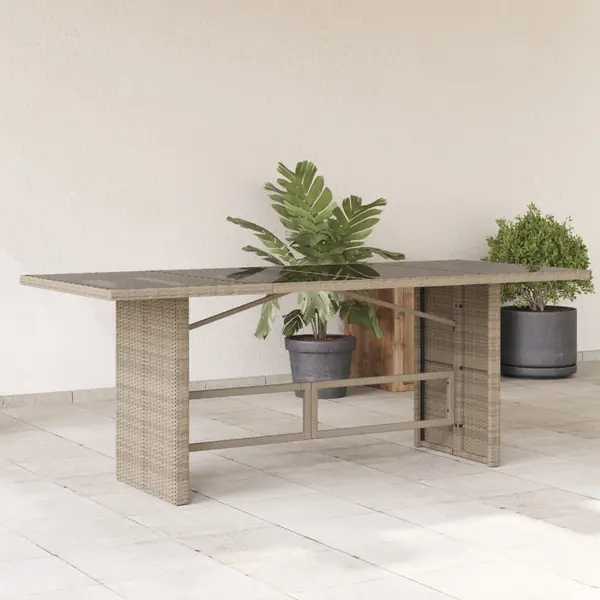 Gossi masa de gradina cu blat din sticla gri deschis, 190x80x74 cm