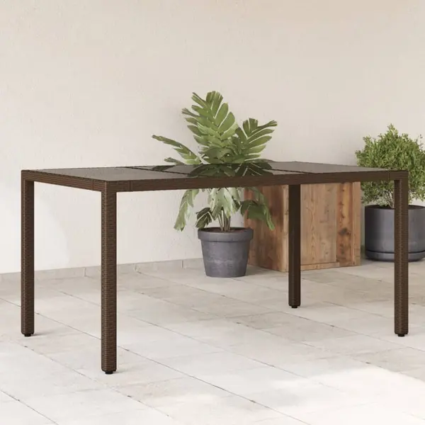 Gossi masa de gradina cu blat din sticla maro 150x90x75 cm, poliratan