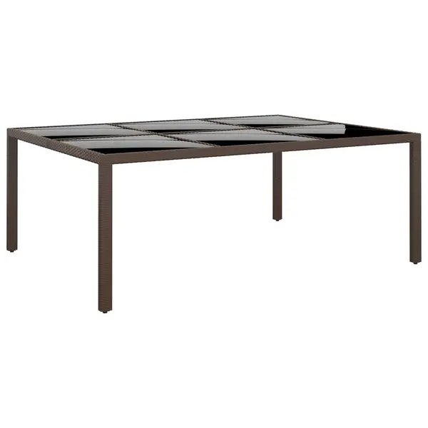 Gossi masa de gradina cu blat din sticla, maro, 200x150x75 cm, ratan