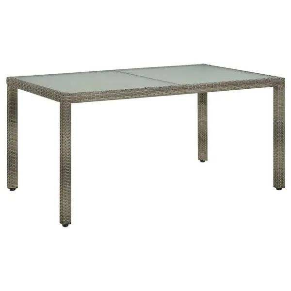 Gossi masa de gradina, gri, 150x90x75 cm, sticla securizata/poliratan