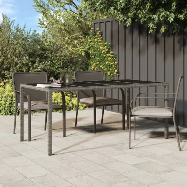 Gossi masa de gradina,gri,190x90x75cm sticla securizata si poliratan