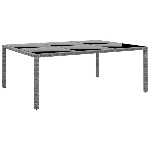 Gossi masa de gradina, gri, 200x150x75cm, sticla securizata/poliratan