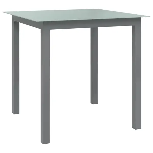 Gossi masa de gradina, gri deschis, 80x80x74 cm, aluminiu si sticla