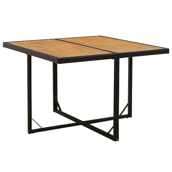 Gossi masa de gradina, negru, 109x107x74 cm, poliratan si lemn acacia