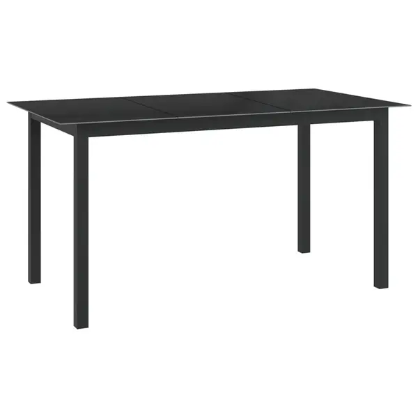 Gossi masa de gradina, negru, 150x90x74 cm, aluminiu si sticla